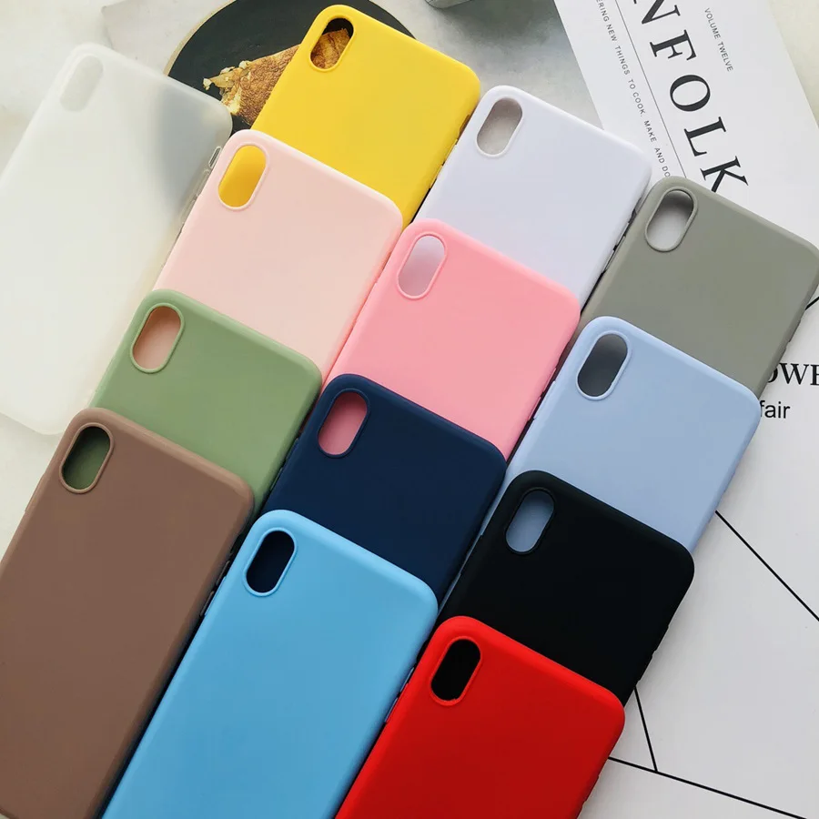 Solid Color Case For Huawei honor 8 9 10 lite 8x 5x 8c y7 y6 prime 2018 p smart Y6II mate p8 2017 cover |