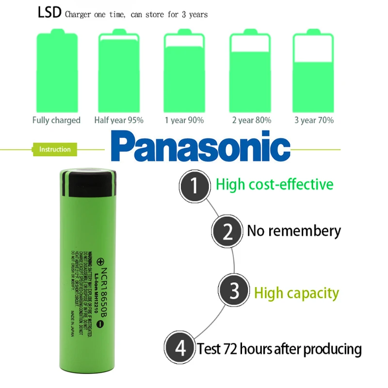 NCR18650B 3,7 v 3400 mah 18650 литиевая аккумуляторная батарея для фонариков