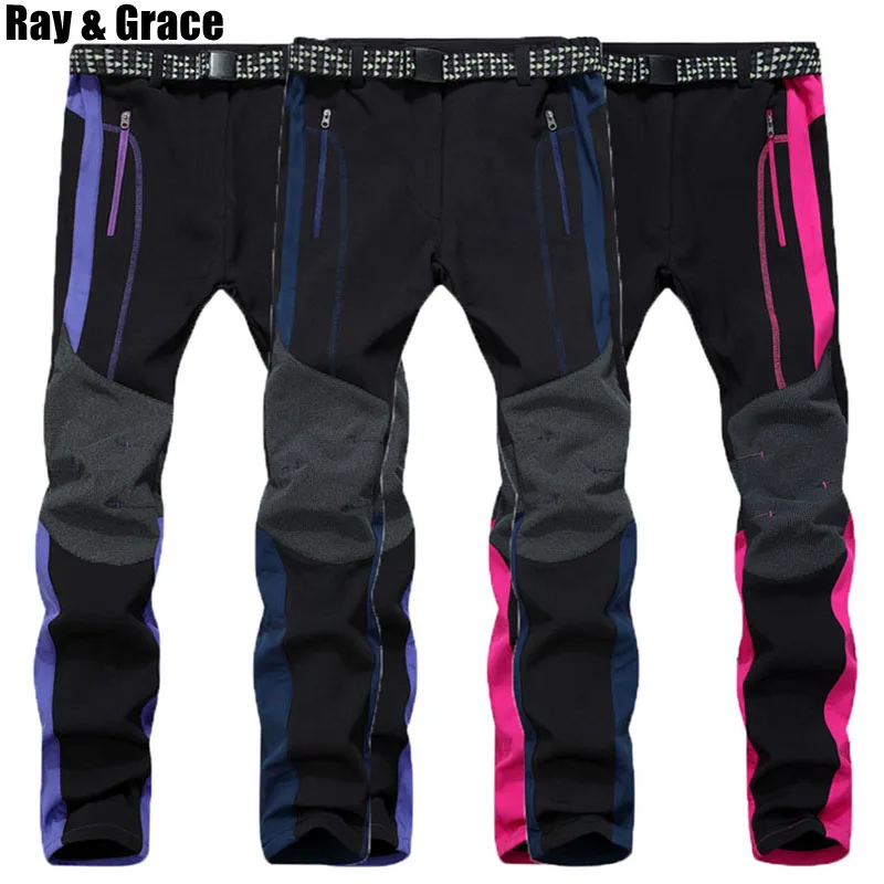RAY GRACE зимние уличные женские и мужские флисовые походные брюки ветрозащитные