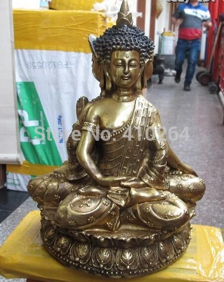 Tibet Fane Bronze Gild Three sides Thailand Ayutthaya Sakyamuni Buddha Statue | Дом и сад
