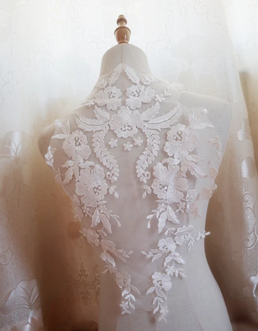 Off white Черный Ретро Аппликации из вышитого Кружева Свадебные аппликационный
