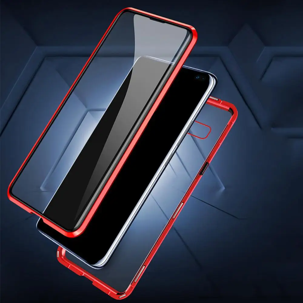 Закаленное стекло чехол для samsung Galaxy S10 Plus Защитная крышка экрана 360 Магнитная