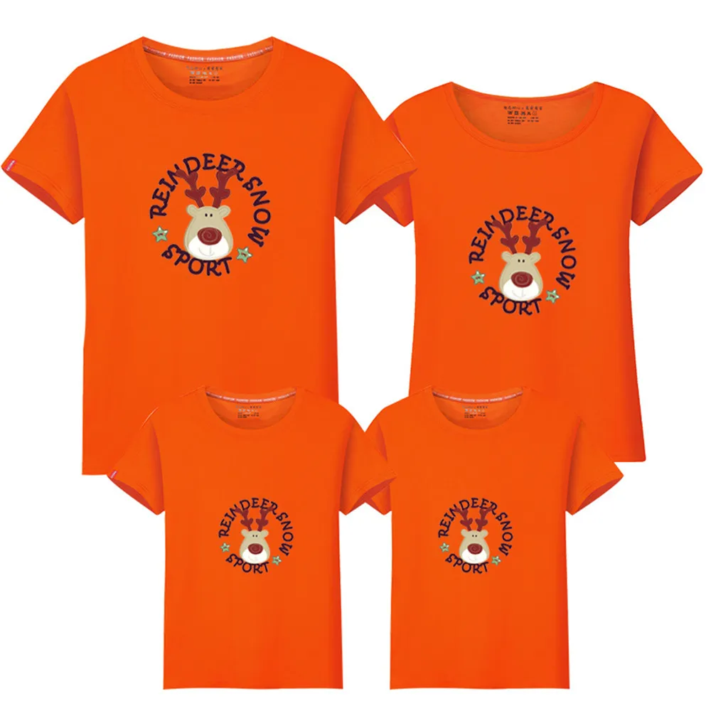 1 piece 95% Cotton T-shirts Sport Deer family clothing sets boyfriends girlfriend outfit matching T-shirt Large Size 5XL | Мать и ребенок