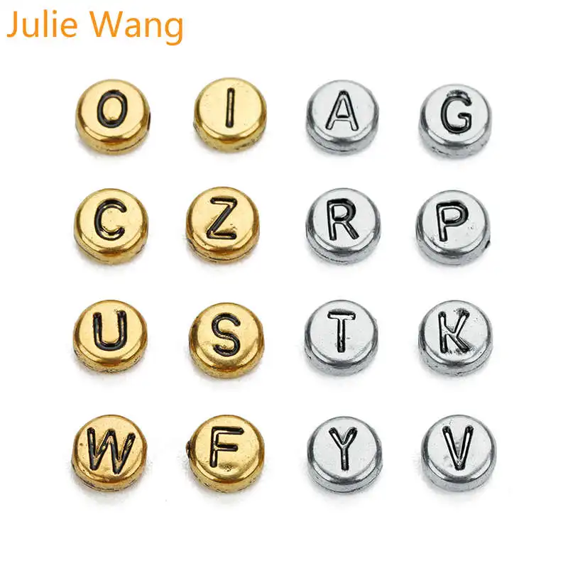 Julie Wang 100 шт. 7 мм акриловые круглые буквы бусины случайный смешанный Алфавит