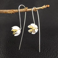 daisies new arrival pure 925 sterling silver elegant lotus flower earrings for women high quality fashion statement jewelry