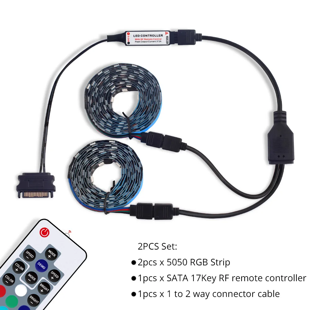 5050 12 В RGB Светодиодная лента для компьютерный корпус ПК украшение с SATA 17Key RF пульт