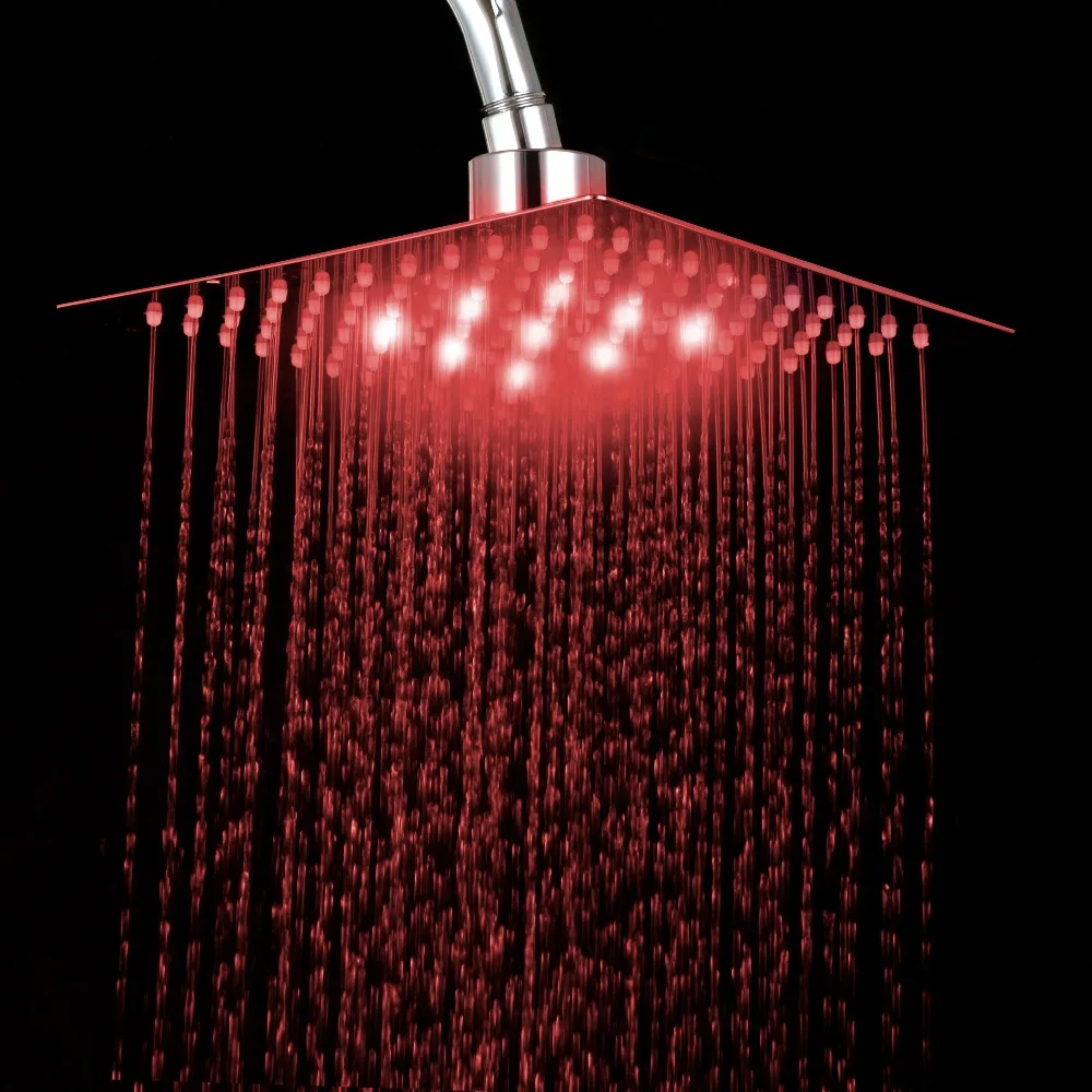 kemaidi bathroom shower head chrome brass led square rain shower head top over shower sprayer for 8 10 12 16 20 24 free global shipping