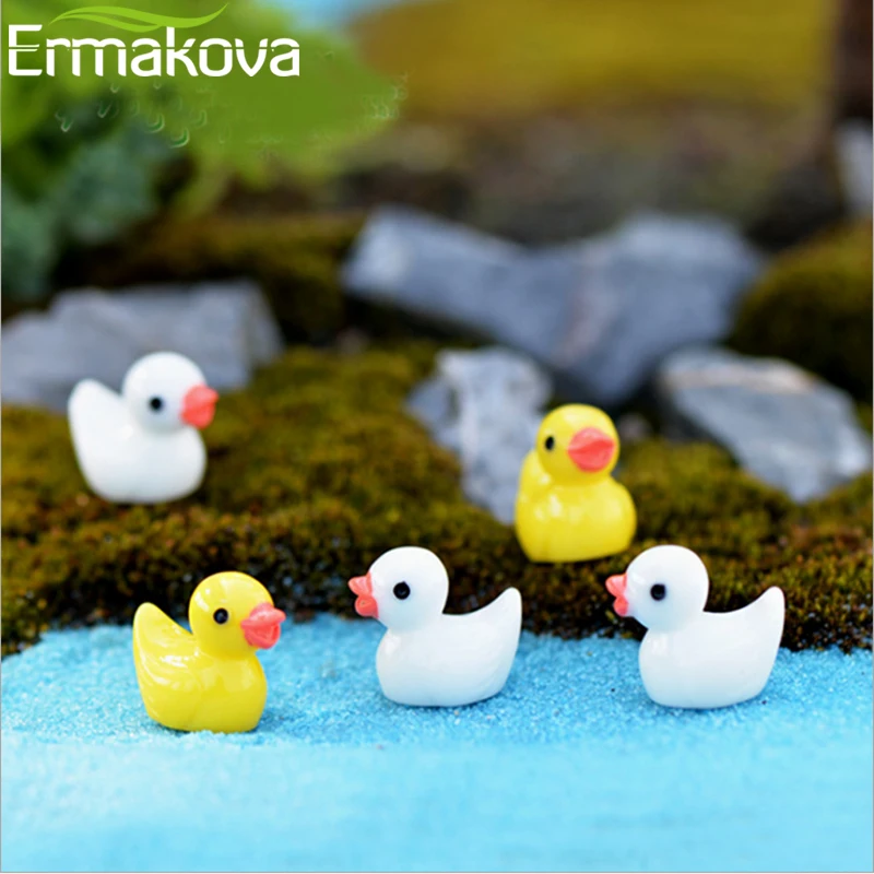 ERMAKOVA 500 шт./лот маленькая Желтая утка из Смолы миниатюрный уличный кукольный