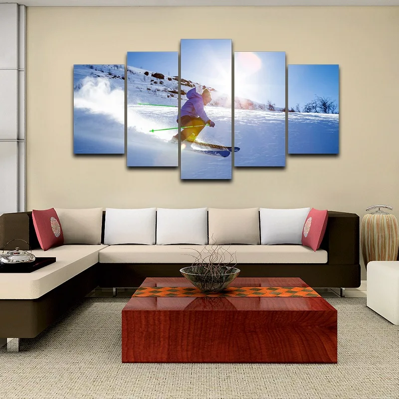 Настенная картина в рамке для катания на лыжах фотография искусство рисунок