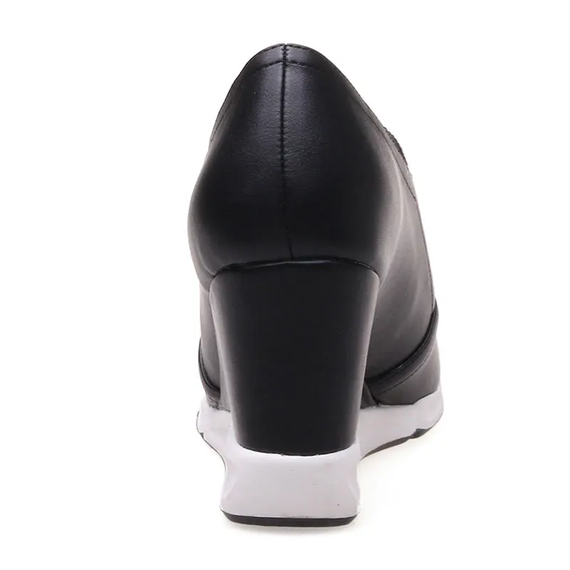 

Fanyuan new Women's Shoes Patent Leather Wedges Heel Shoes Elastic Band Slip on Spring Pumps Platform Heeled Wedding Shoes