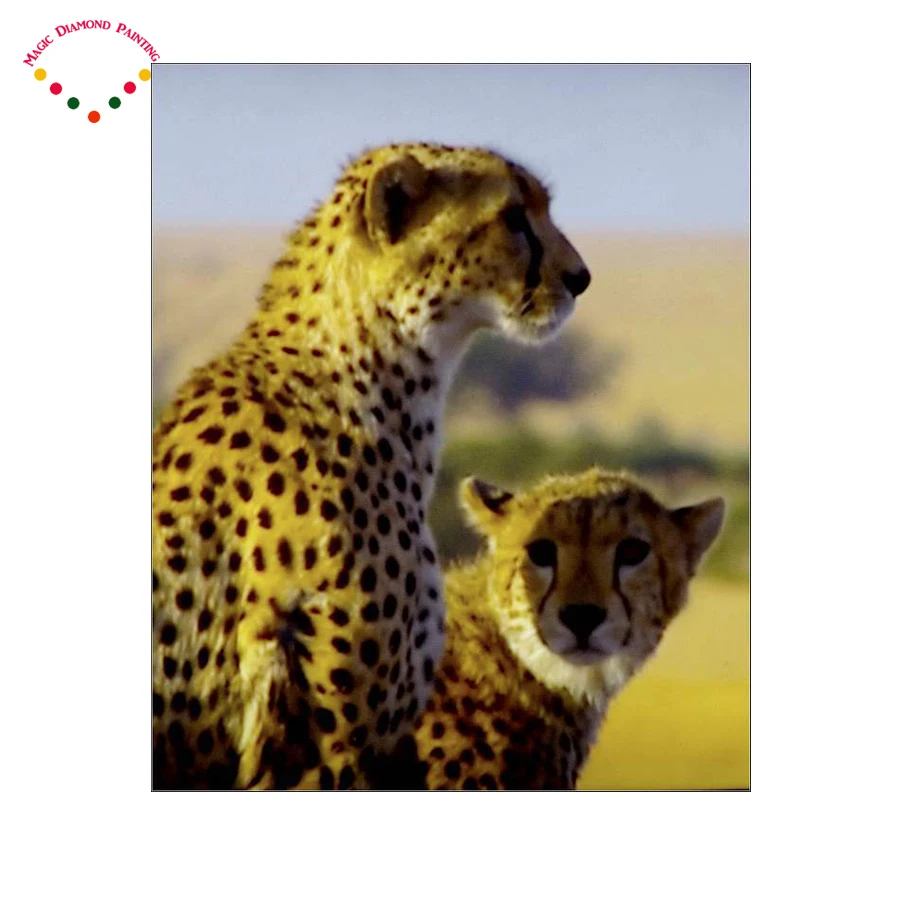 Алмазная вышивка живопись Пластиковые ремесла два цветка леопард алмаз две