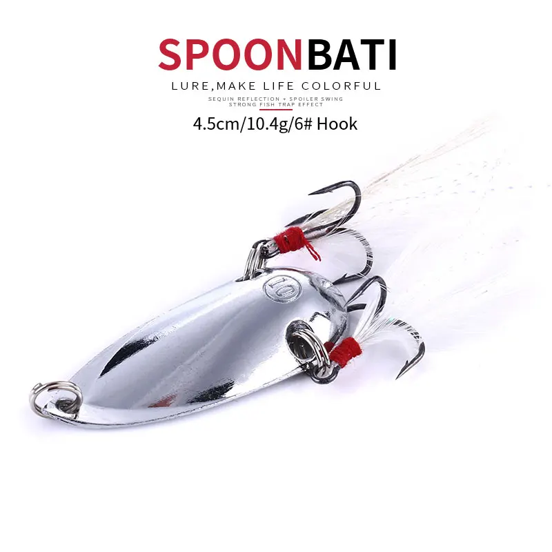 

HENGJIA 1pcs 4.5cm 10.4g Spoons Fishing Lures Hard Metal Trolling Spinnerbaits Trout Catfish Spinner Baits Pesca Fishing Tackle