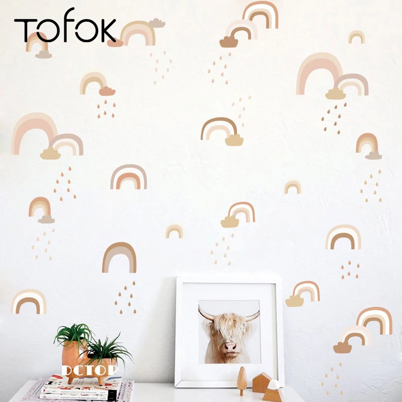Tofok Мультяшные Радужные капли дождя DIY фотообои для детской комнаты домашний