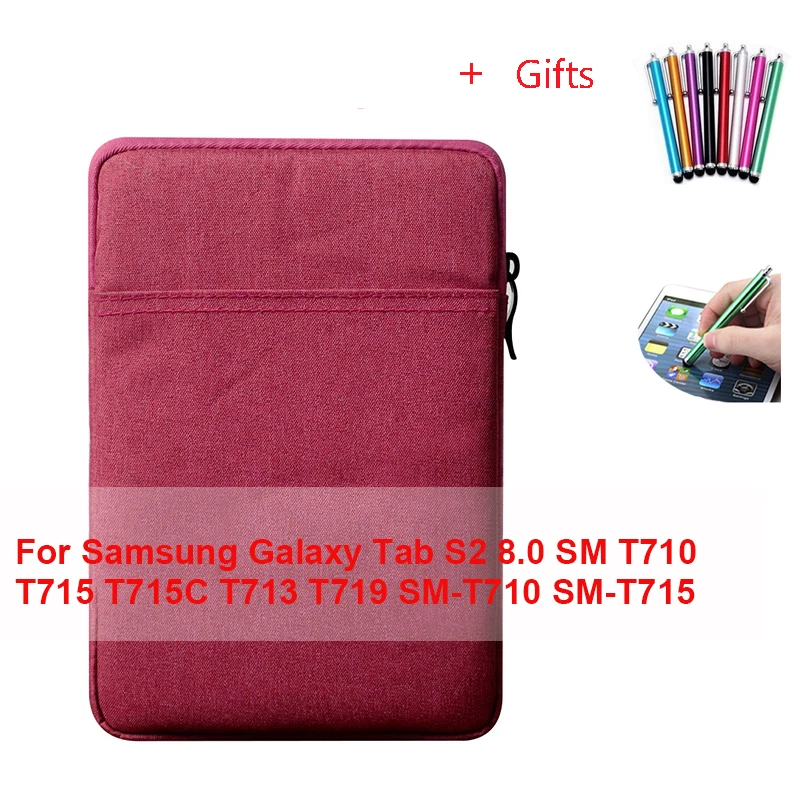 mei hong Сумочка-рукав с текстурой "Дикая Лошадь" для Samsung Galaxy Tab S2 8,0 SM T710 T715 T715C T713 T719 SM-T710 защитный экран для планшета чехол+ Бесплатный подарок - Цвет: mei hong