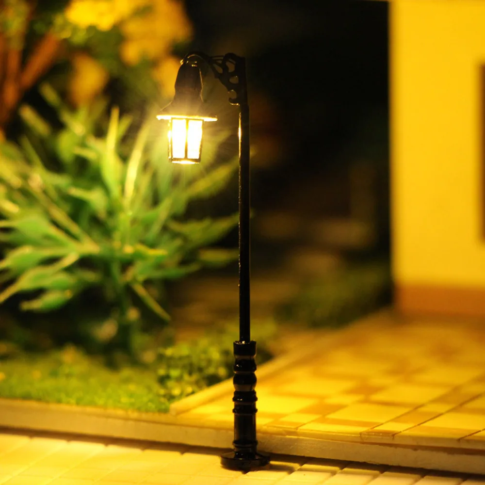 10pcs N Scale Lamp Post Single Head 47mm 1:150 Warm White Street Lights Model Railway Train LEDs Miniature LQS75N | Игрушки и хобби