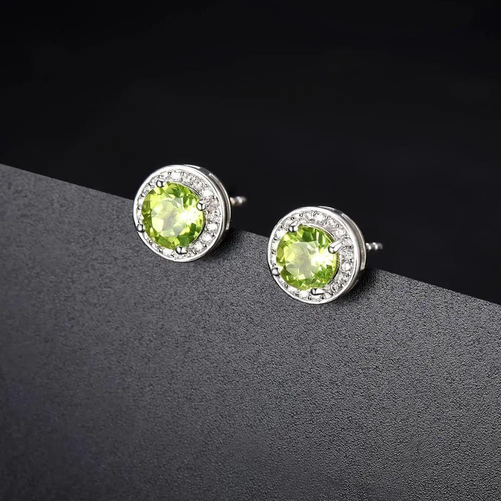 Hutang круглые серьги, сделанные с 1.88ct натуральным драгоценным камнем, перидот, твердый 925 пробы, Серебряный Кристалл, хорошее ювелирное изделие для женщин, подарок