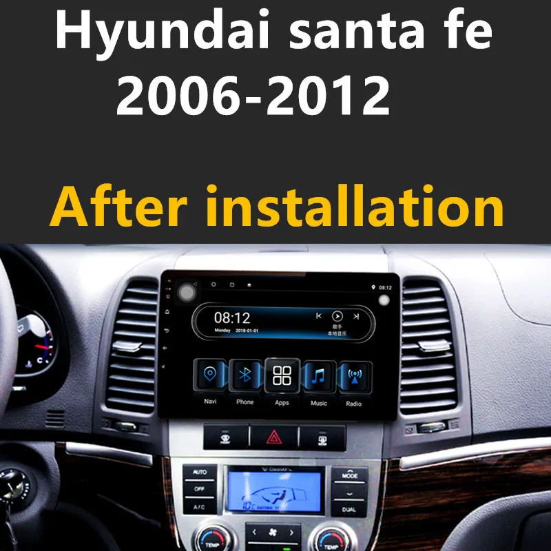 1din Android8.1 автомобильная стереосистема Радио 8core мультимедийный плеер для hyundai santa fe 2006 2007 2008 2009 2010 2011 2012