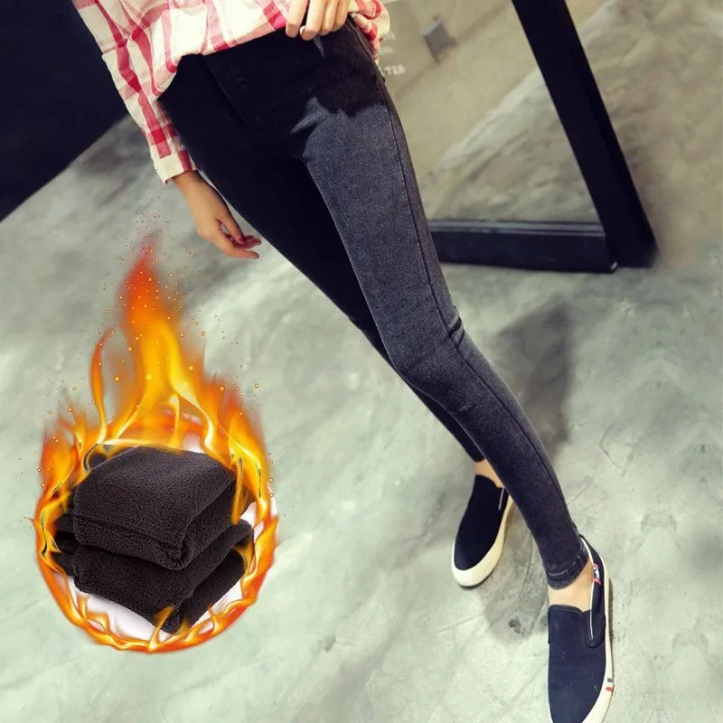 2019 эластичные зимние теплые джинсы плотные бархатные облегающие брюки для