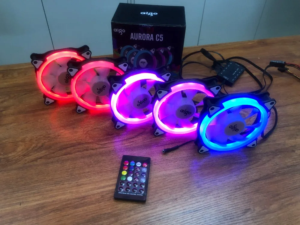 Aigo aura sync c3/c5 чехол для компьютера pc вентилятор Радиатор Вентилятор rgb Регулировка led 120 мм охладитель охлаждения тихий вентилятор беспроводной пульт дистанционного управления