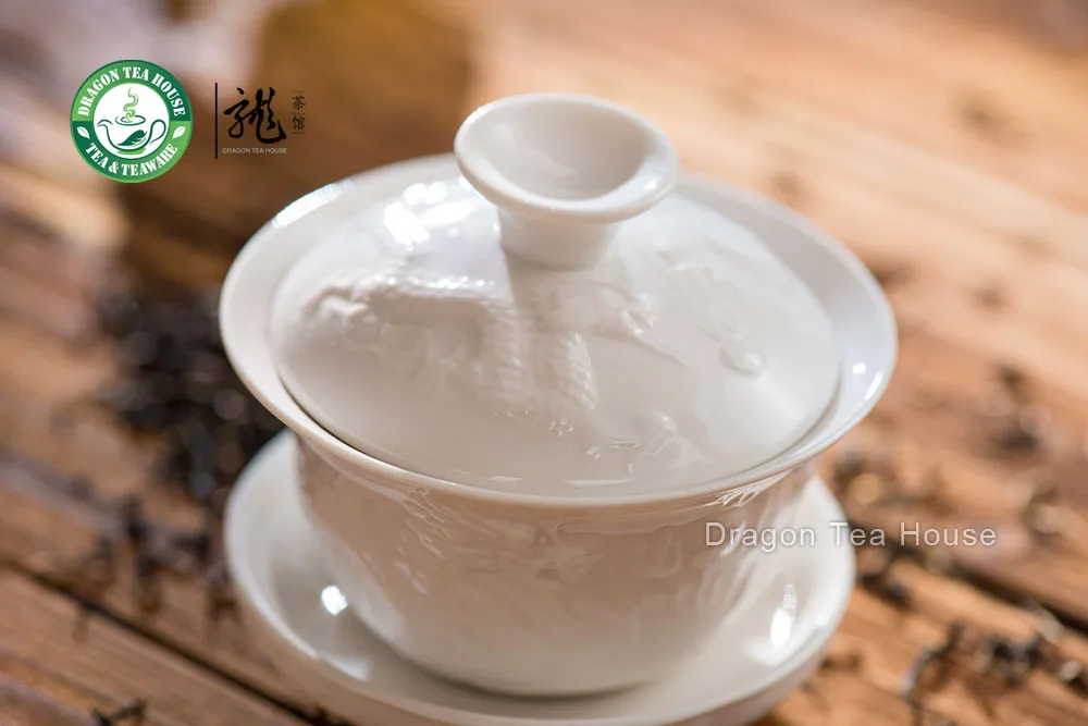 Рельефный дракон белый фарфор Gaiwan 90 мл 3 04 унций|white gaiwan|gaiwan porcelaingaiwan white |