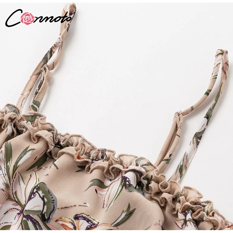 Conmoto Сексуальное кружевное платье летнее с открытой спиной на бретельках