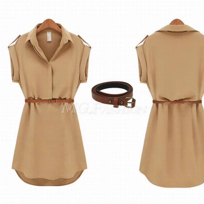 Модная Женская эластичная шифоновая Повседневная OL рубашка мини платье с