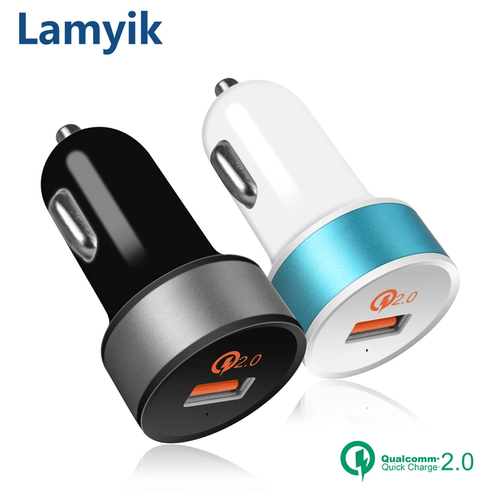 Lamyik USB Автомобильное Зарядное Устройство QC2.0 СВЕТОДИОДНЫЙ дисплей Прикуривателя