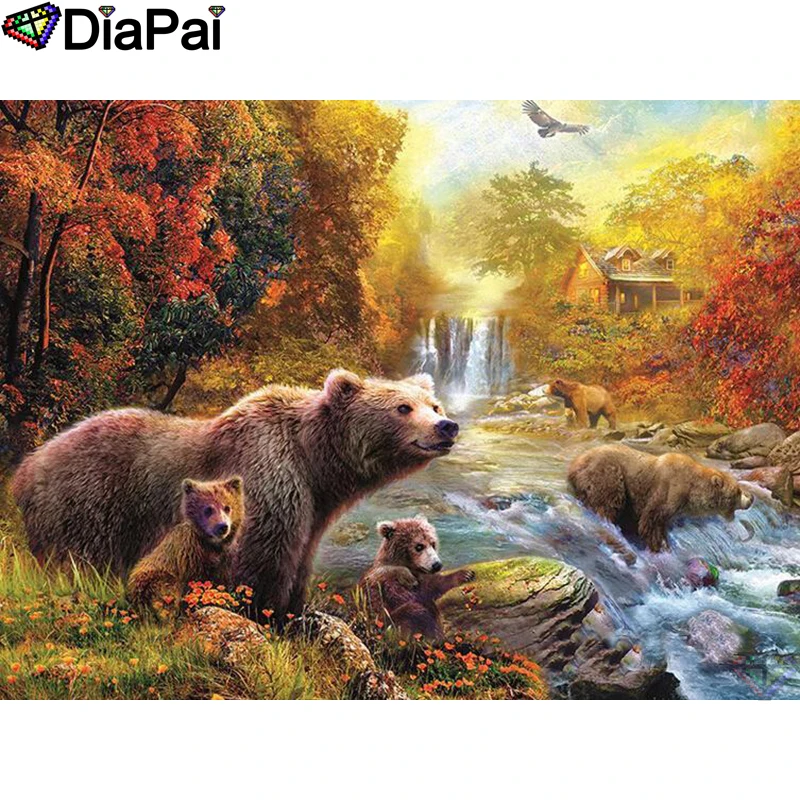 

DIAPAI 5D DIY Diamond Painting 100% Full Square/Round Drill "Animal bear bird" Diamond Embroidery Cross Stitch 3D Decor A21449