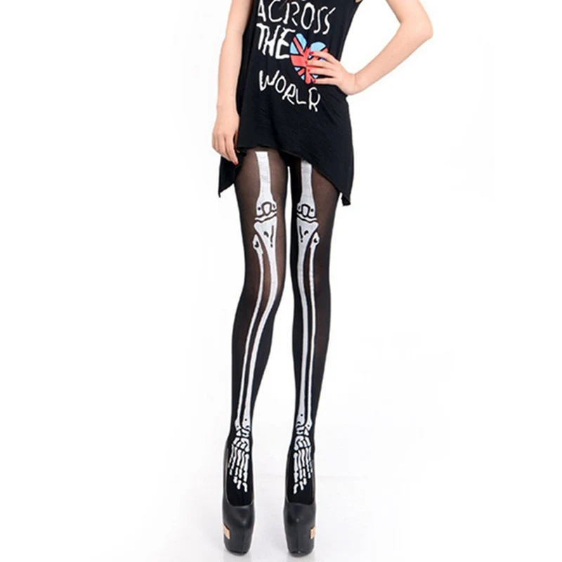 Лидер продаж женские сексуальные черные цветные колготки с черепами и