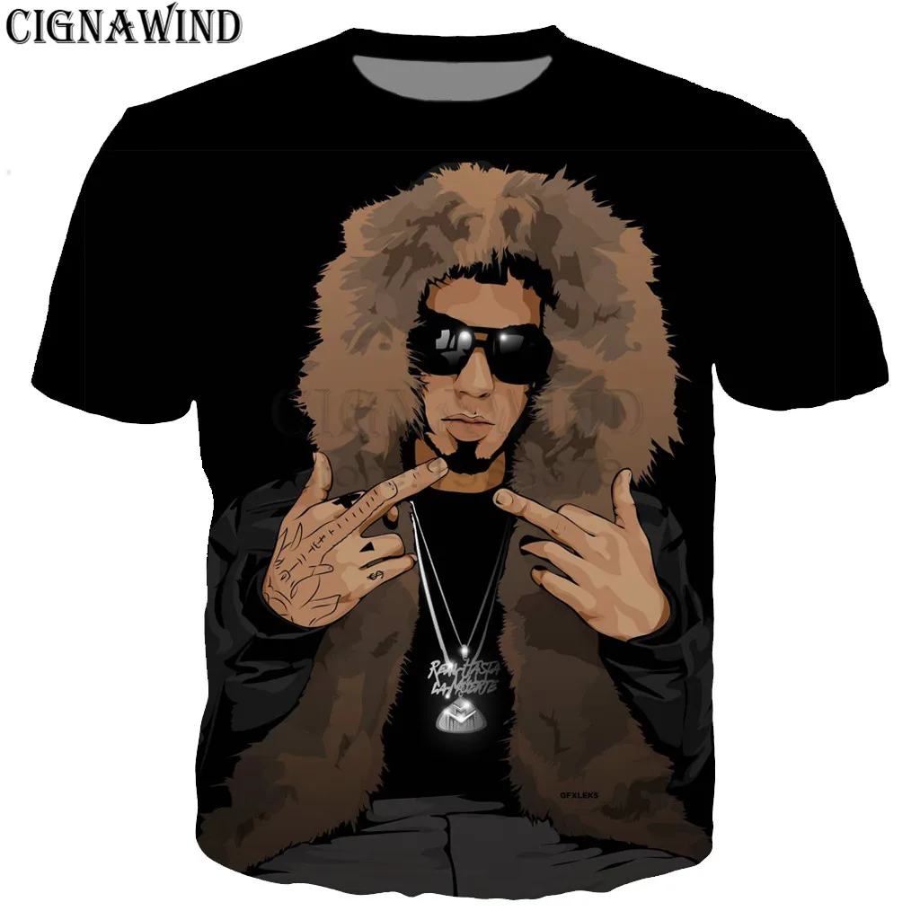 06 Модная классная черная свободная футболка ANUEL AA для мужчин/женщин футболки с 3D-принтом короткий рукав Харадзюку стиль футболка уличная топы - Цвет: 06