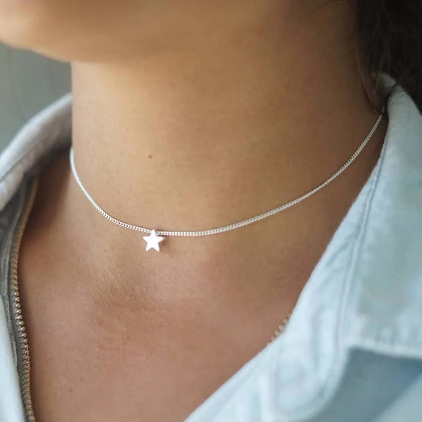 Женский чокер со звездами простая Цепочка ювелирное изделие колье|star choker|choker