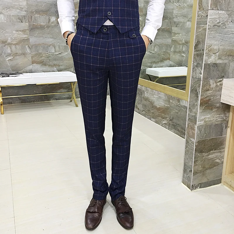 

mens plaid pants 3XL high quality suit trousers mens business casual men pants
