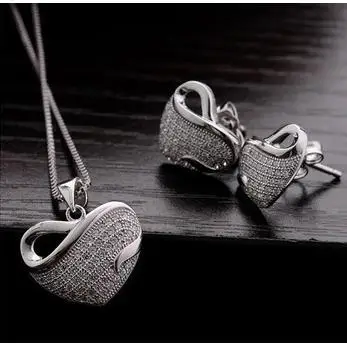 Модный комплект из серег и ожерелий со стразами сердечком CS4|rhinestone heart|heart