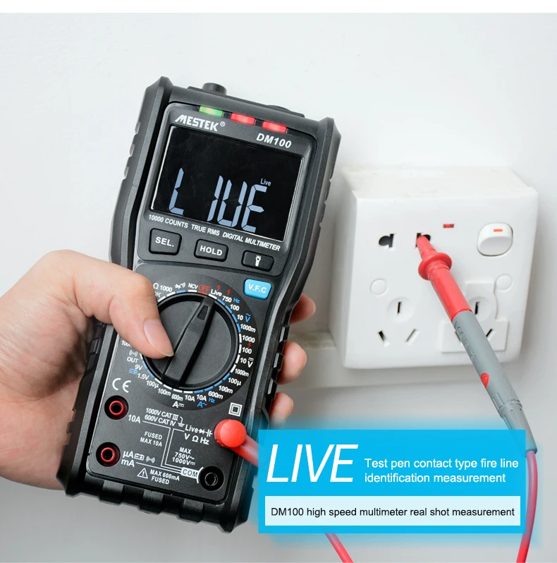 MESTEK Digital Multimeter Tester Capacitance Fast Speed DC DC 10000 Counts multimetro digital profissional Anti-burn Alarm DM100