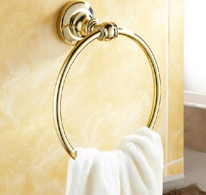 

Luxury Gold Color Brass Bathroom Wall Mounted Towel Ring Holder Bathroom Accessories Bath Hardware Bathroom Fitting mba104