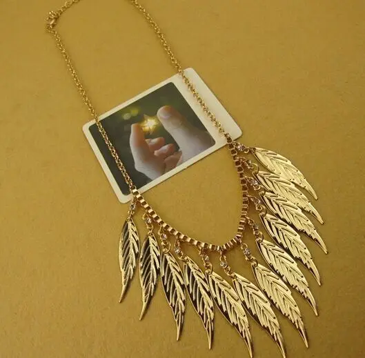 Kpop винтажные металлические Золотые листья ожерелье Женские аксессуары оптом/gros