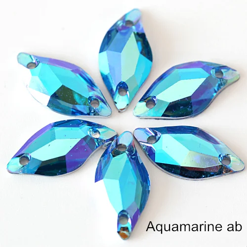 Aquamarine AB 50 шт./упак. 9x20 мм лист Форма с украшением в виде кристаллов смолы пришить Стразы пришивные стразы швейные стразы s для свадебное платье B3151 - Цвет: Aquamarine AB