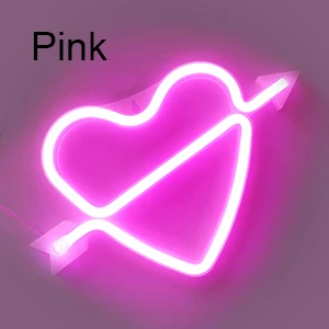 Pink GUOCHENG сердце неоновый светильник s на батарейках и USB для дня рождения, свадьбы, рождественской вечеринки, настенный светильник для спальни - Испускаемый цвет: Pink