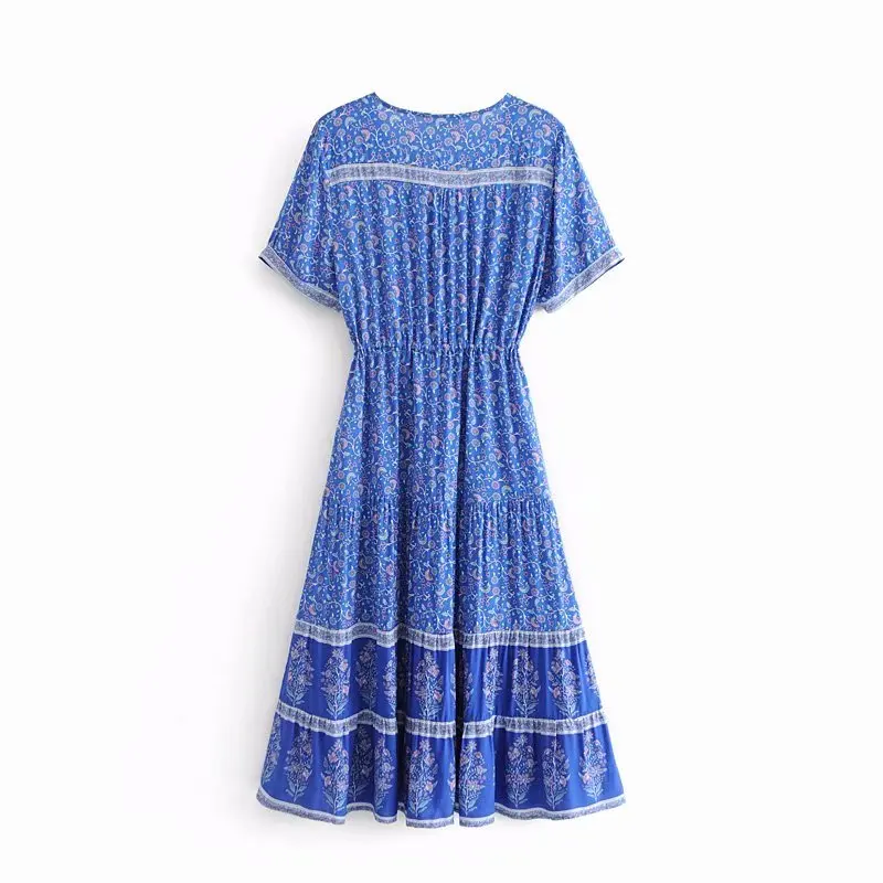 2018 женский в национальном стиле с v образным вырезом и цветочным принтом vestidos