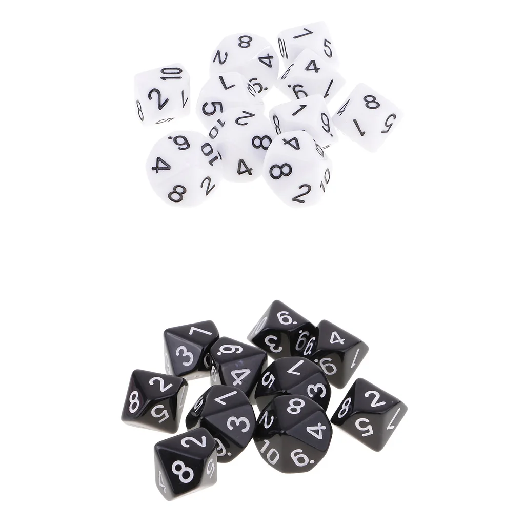 Набор акриловых кубиков 20x многогранный D10 10 двусторонний 16 мм для DND MTG TRPG