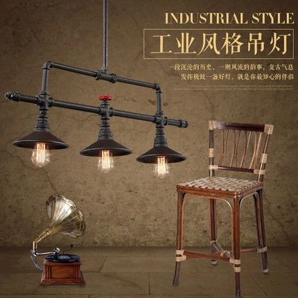 Промышленный ветровой дизайн черная краска водопроводная труба 5 люстр