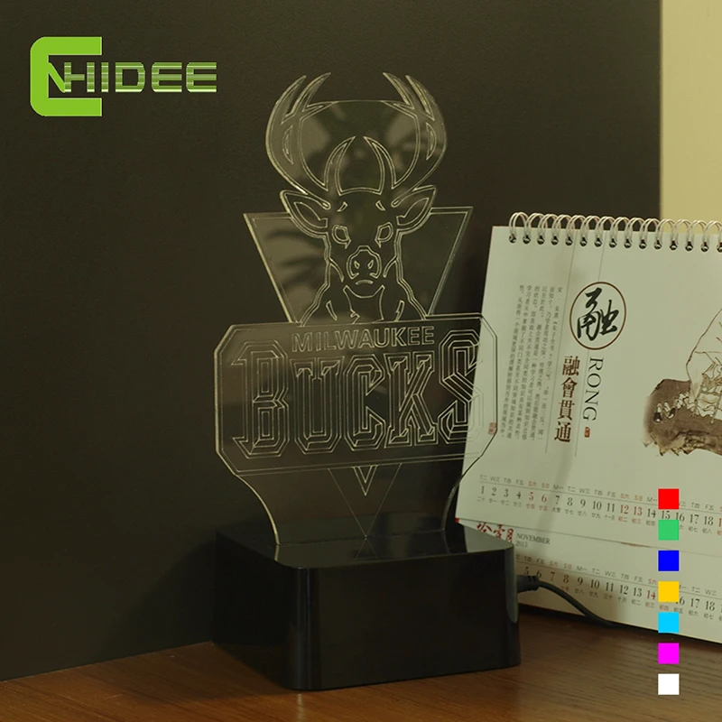 CNHIDEE USB RGB Звездная Ночь для Баксов Болельщиков Команды НБА Баскетбол 3d Настольная