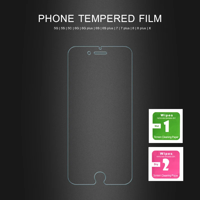 Высококачественная пленка из закаленного стекла для iPhone 4 4S 5 5S 5C 6 6S Plus plus 7 8 X