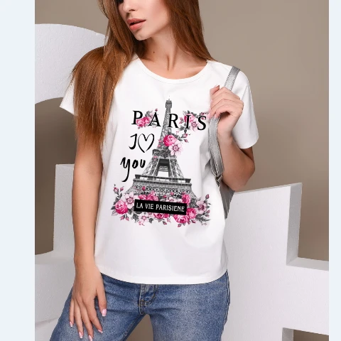 Женские летние топы 2018 модная сексуальная белая рубашка с принтом I LOVE Paris kawaii