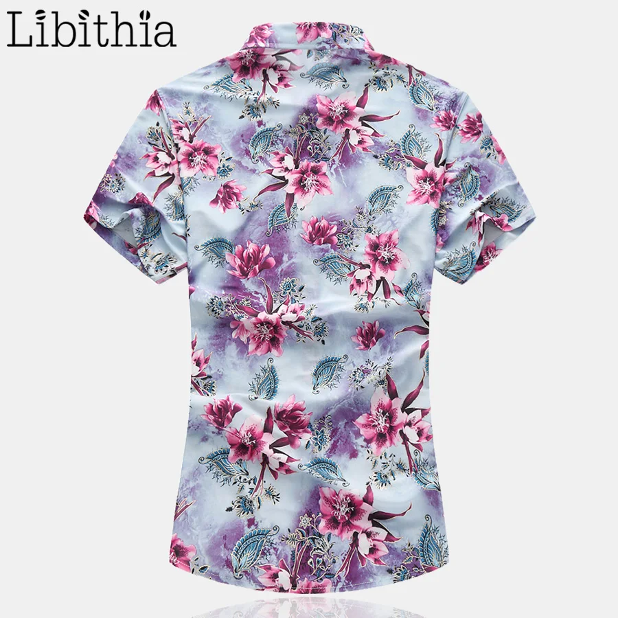 Мужская рубашка с цветочным узором тонкая коротким рукавом мужская летняя