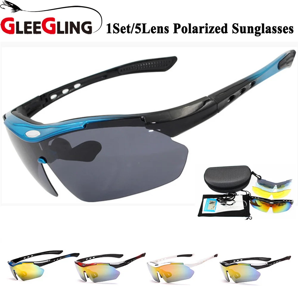 5 линз мужские поляризованные солнцезащитные очки для рыбалки клип gafas sol