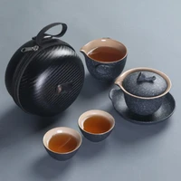 ceramics travel tea set durable kung fu teapot handmade pattern teapot teacup gaiwan tureen tea ceremony for women men drinkware