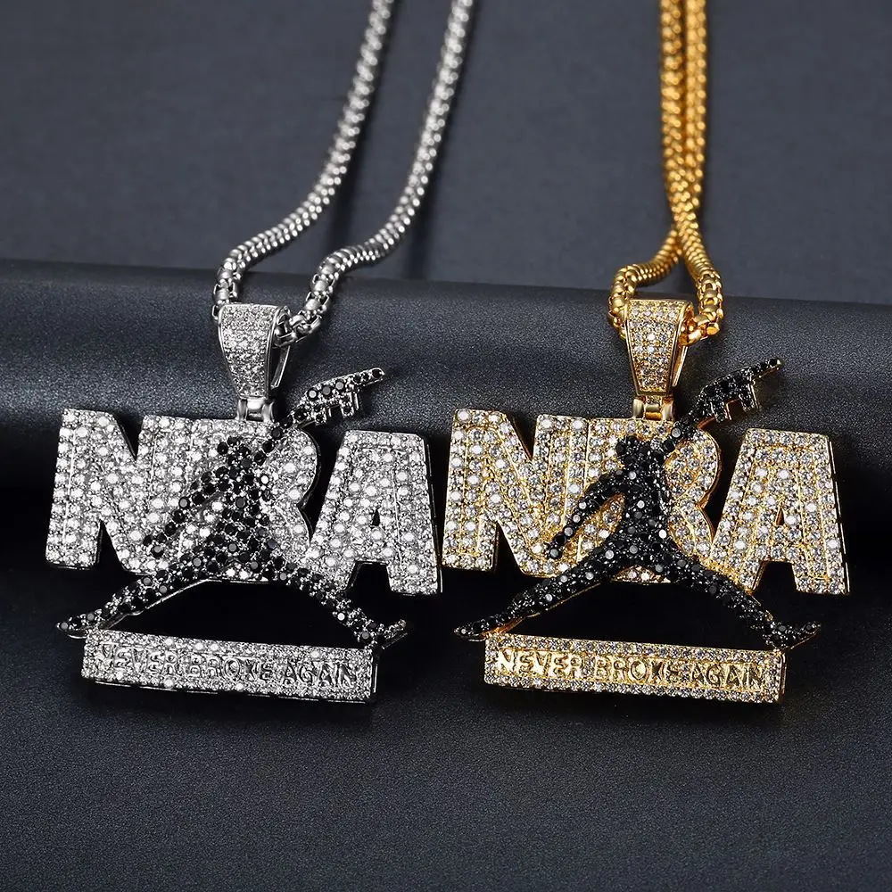 Мужская хип хоп Золото Серебро баскетбольные буквы ветер лед из кубинской цепи