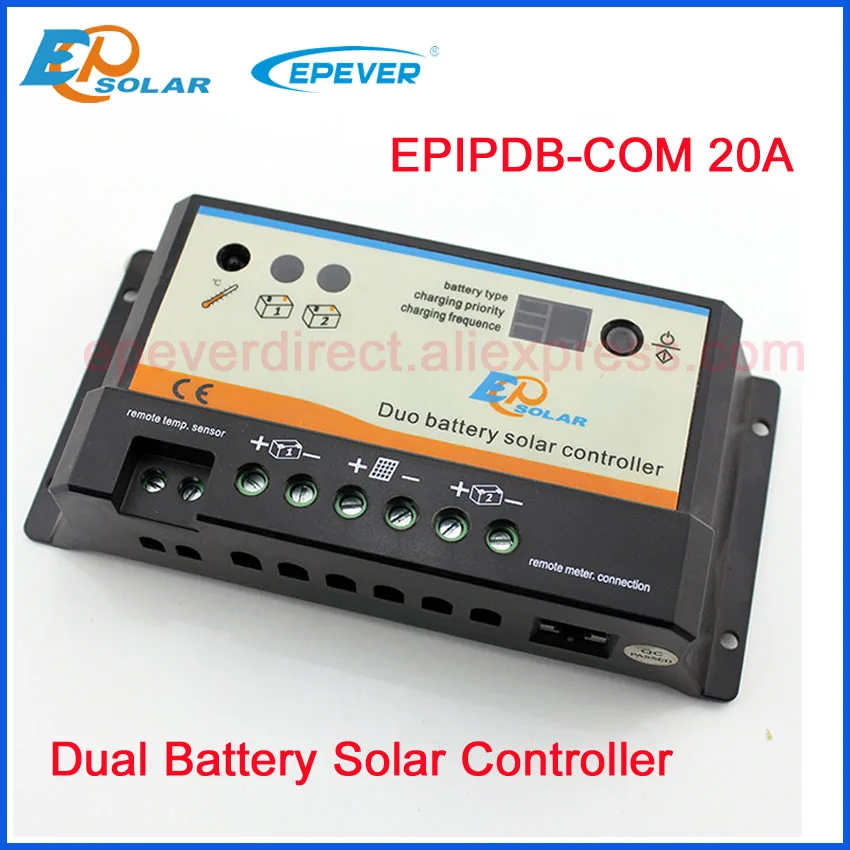 

20A PWM solar controller no load terminal Dual battery charging Solar panels system 24V 550W max power EPIP-COM EPEVER