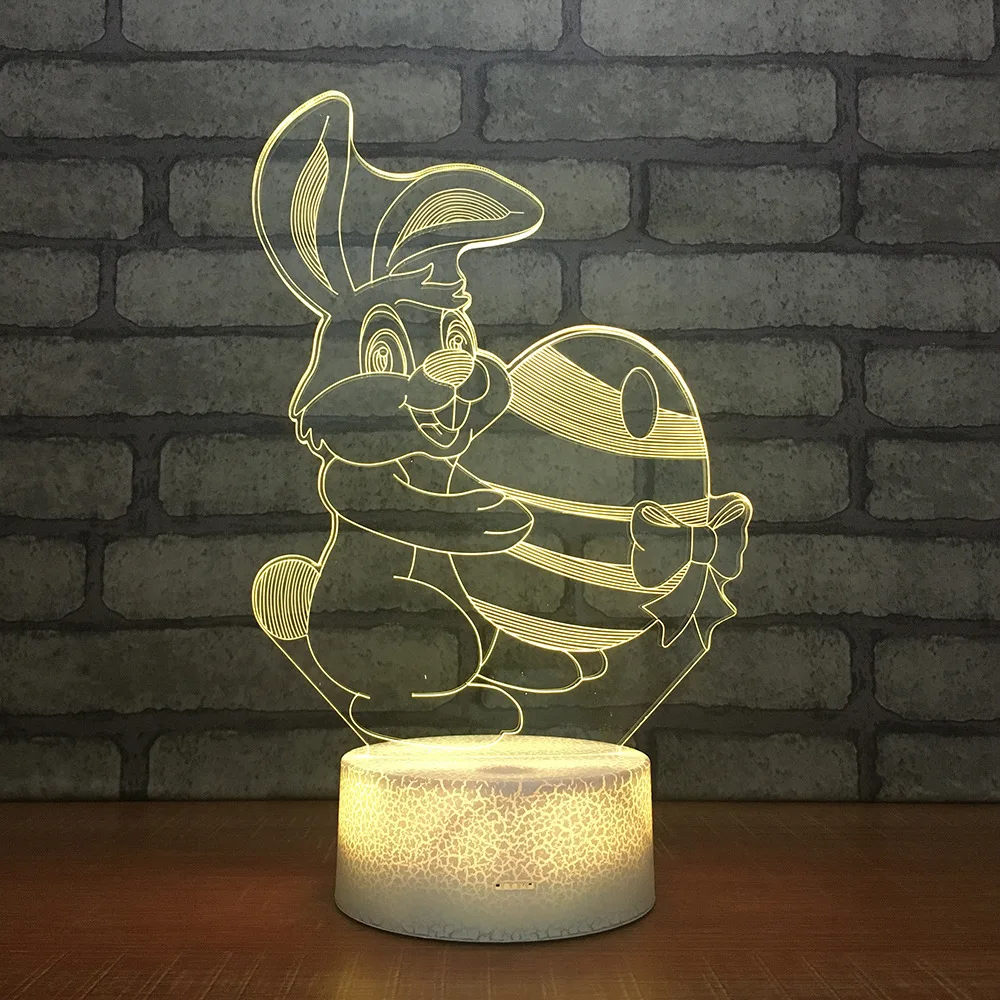

3D Cartoon Rabbit LED RGB Night Light 7 Color Change Desk Light Action Figures 290 Boys Girls Christmas Toys